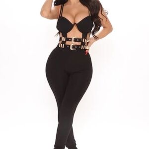 K TOO Buckle Up Jumpsuit Size SMALL - Black